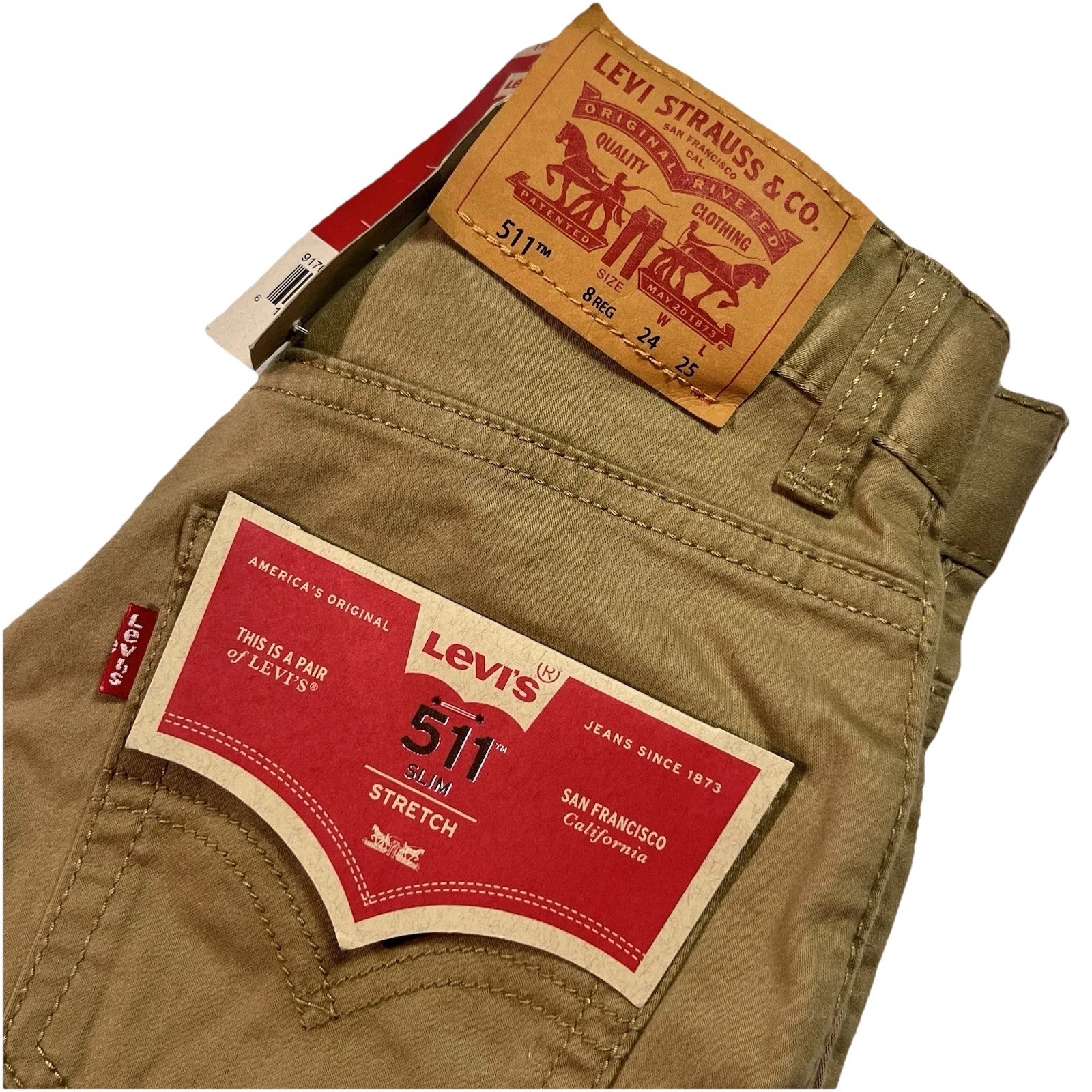 Levis 511 Slim Stretch Size 8 Regular Tan 24x25
